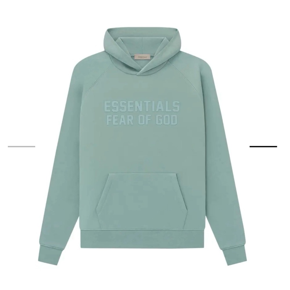 ๐๐ฝ FEAR OF GOD Essentials Green Pullover Hoodie with Rubber Logo - Picture 2 of 10